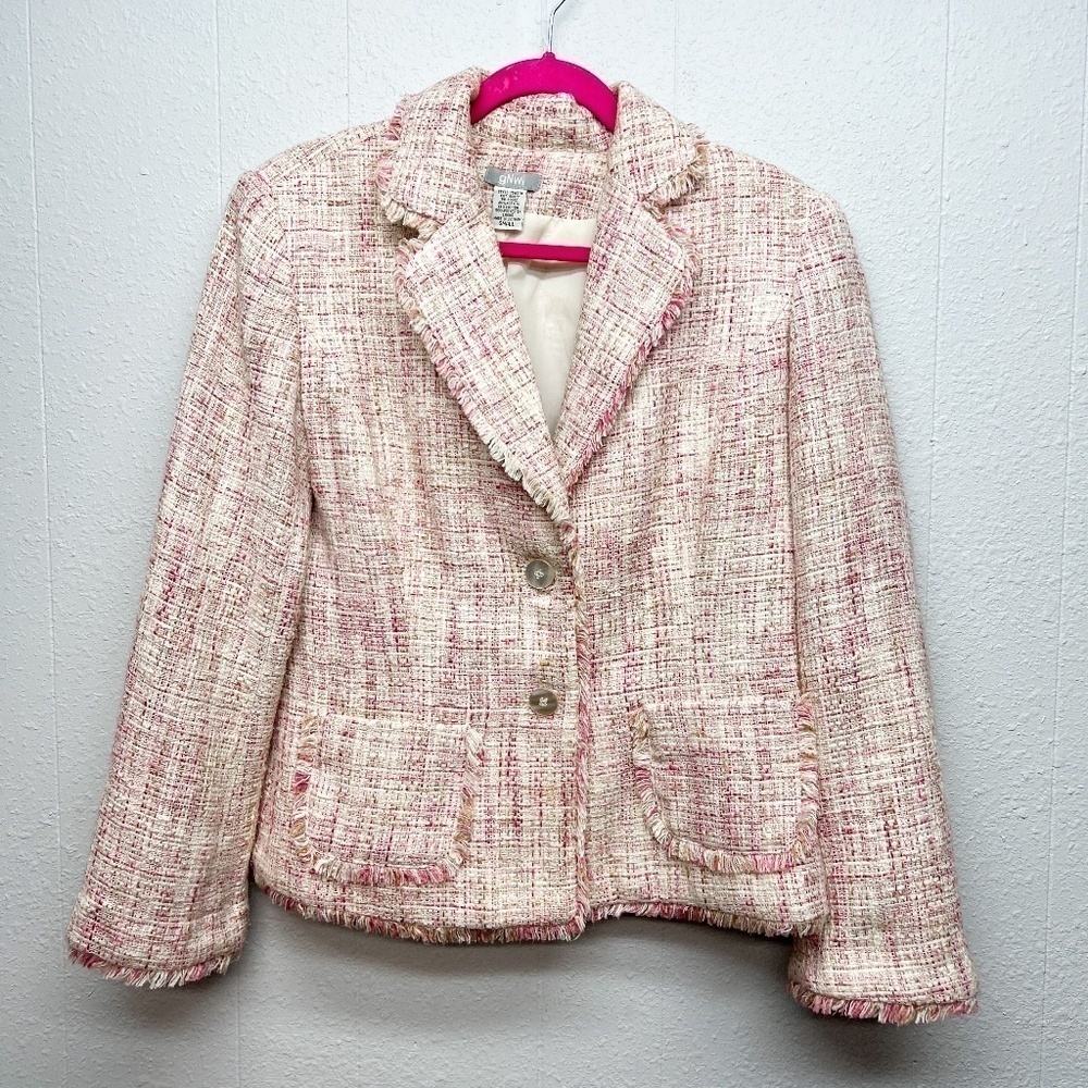 GNW Y2K Vintage Tweed Womens Blazer Small Workwear Academia Romantic Soft Girl